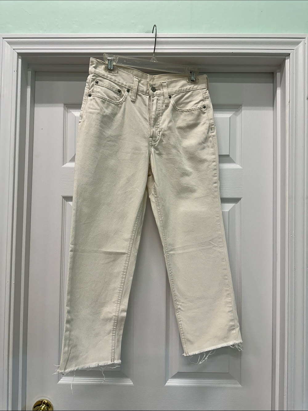 J. Crew Women's Cream Cropped Straight-Leg Jeans